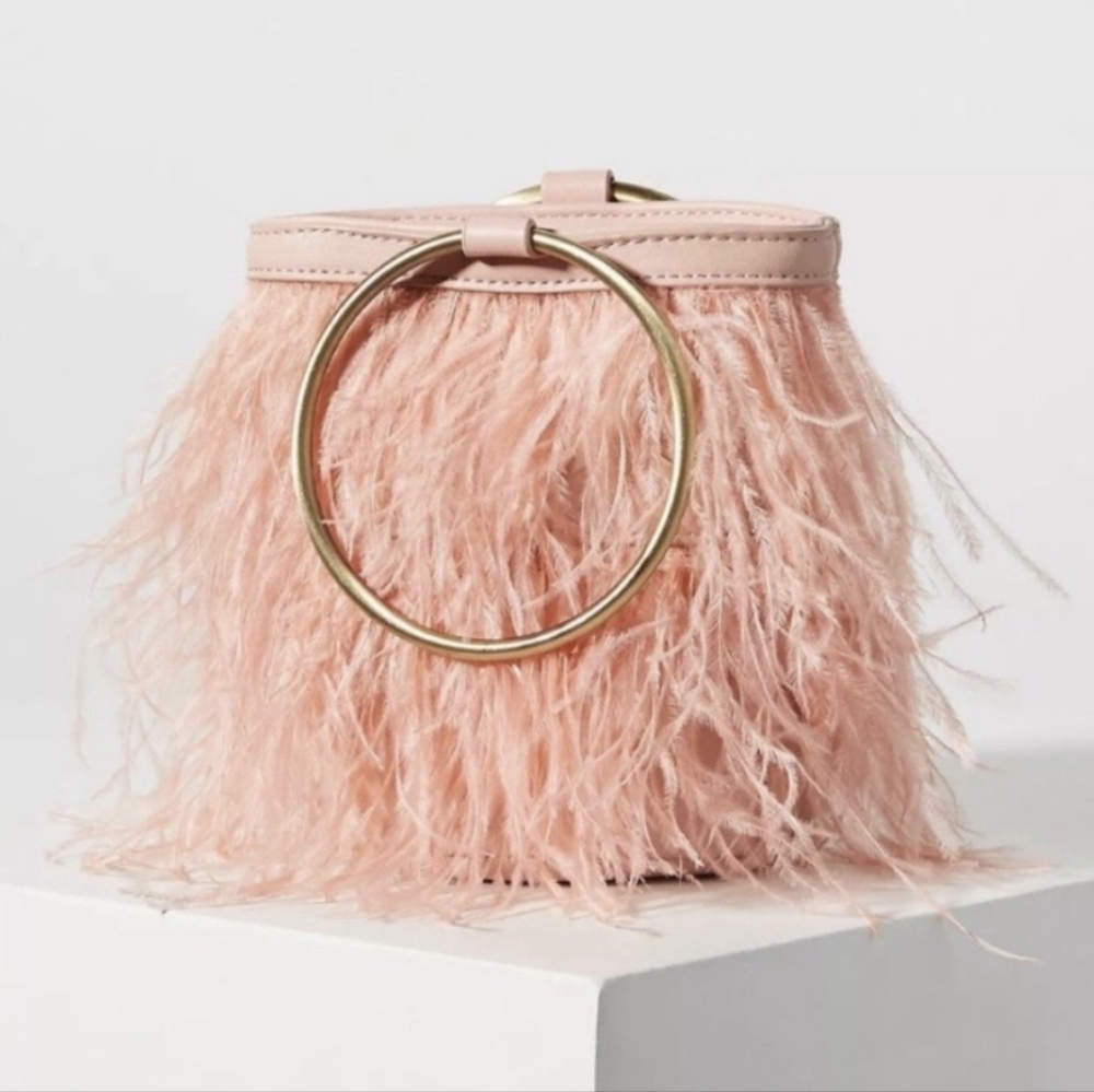 Anthropologie Evelyn Feather Mini Bucket Bag